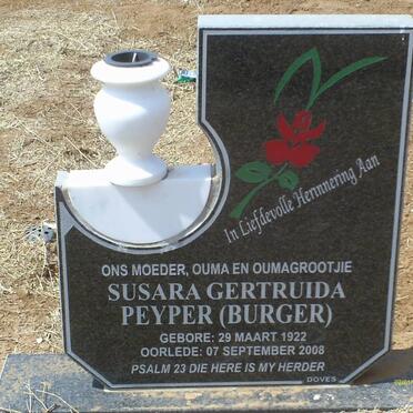 PEYPER Susara Gertruida nee BURGER 1922-2008