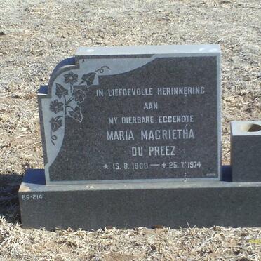 PREEZ Maria Magrietha, du 1900-1974
