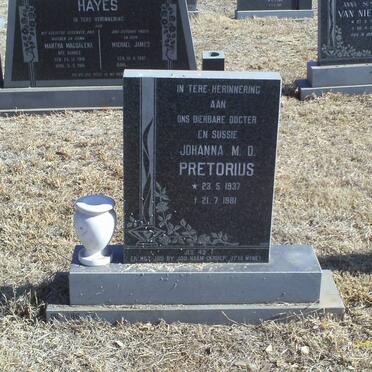 PRETORIUS Johanna M.D. 1937-1981