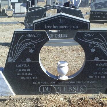 PLESSIS Wynand Petrus, du 1915-1995 &amp; Cornelia Elizabeth 1916-1984
