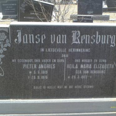 RENSBURG Pieter Andries, Janse van 1919-1975 &amp; Heila Maria Elizabeth VAN RENSBURG 1922-