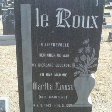ROUX Martha Louisa, le nee MAARTENS 1949-1981