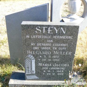 STEYN Helgaard Muller 1922-1992 &amp; Maria Jacoba LIEBENBERG 1929-1999