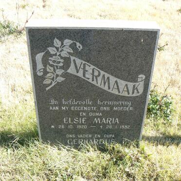 VERMAAK Gerhardus 1918- &amp; Elsie Maria 1920-1992