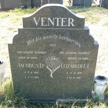 VENTER Jacobus D. 1916-1993 &amp; Elizabeth E.F. 1918-1991