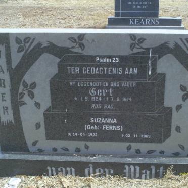 WALT Gert, van der 1924-1974 &amp; Suzanna FERNS 1922-2003
