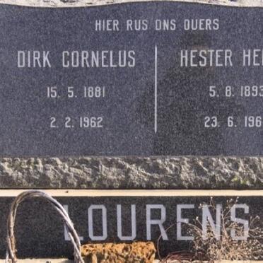 LOURENS Dirk Cornelus 1881-1962 &amp; Hester Helena 1893-1962