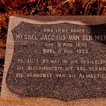 MERWE Wessel Jacobus, van der 1890-1953