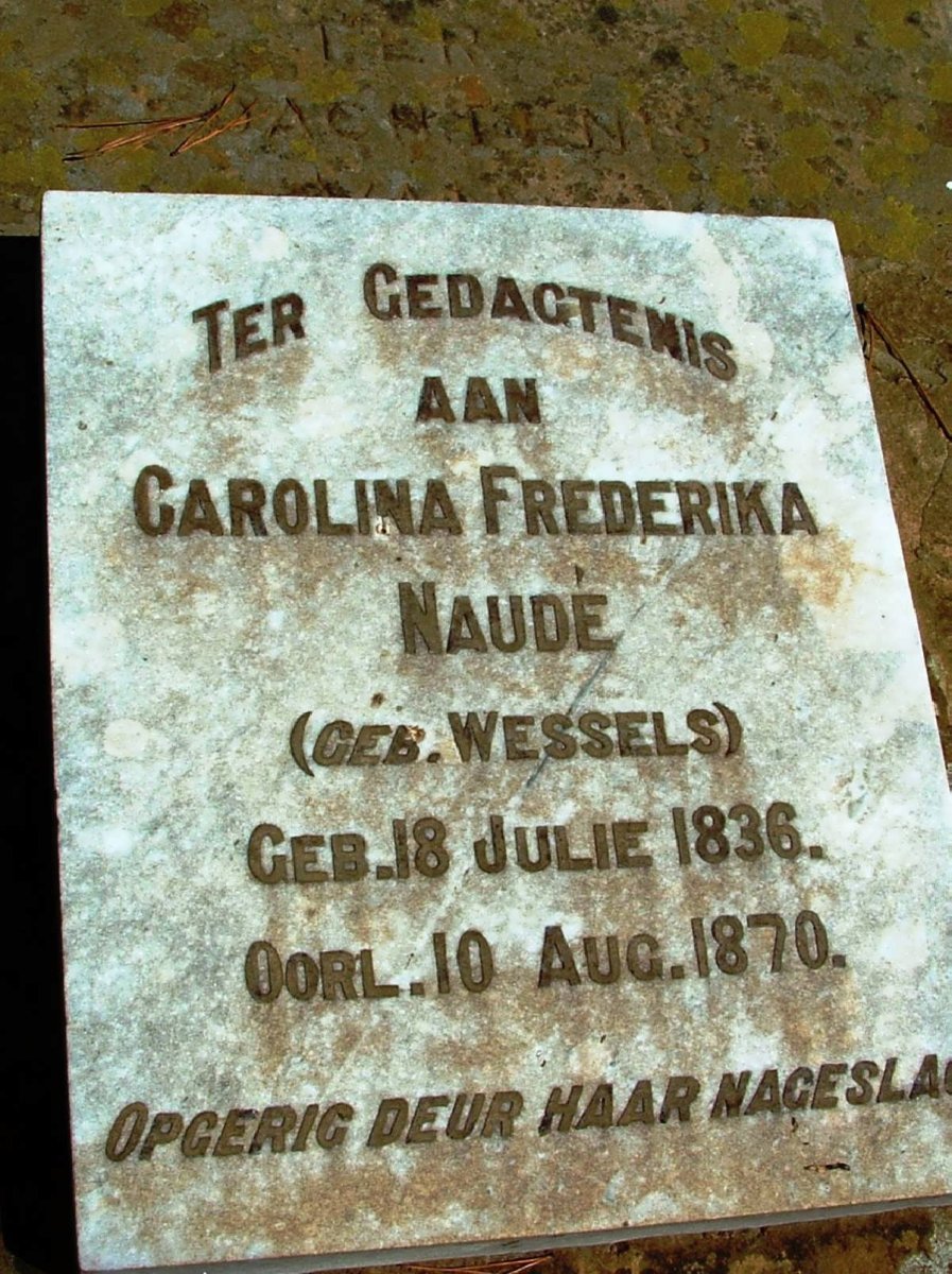 NAUDE Carolina Frederika nee WESSELS 1836-1870