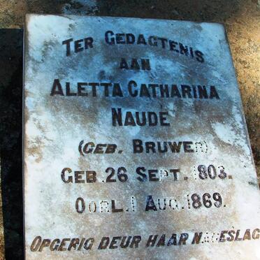 NAUDE Aletta Catharina nee BRUWER 1803-1869