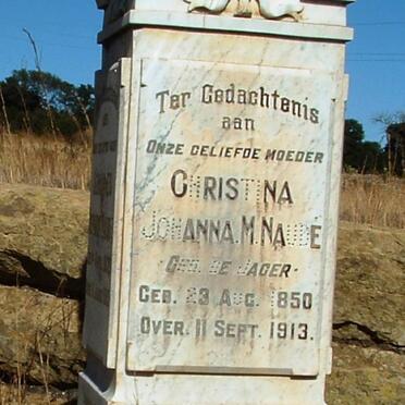 NAUDE Christina Johanna M. nee DE JAGER 1850-1913