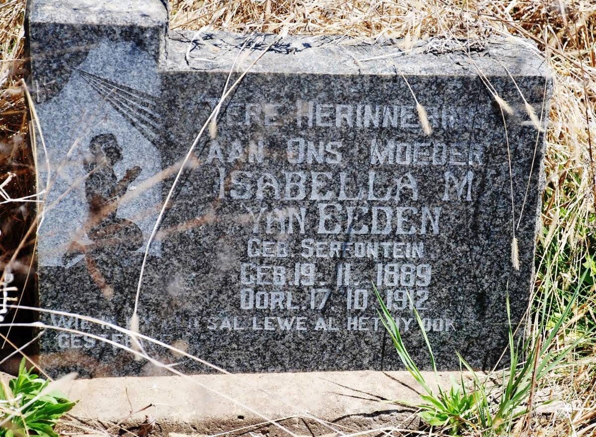 EEDEN Isabella M., van nee SERFONTEIN 1889-1912