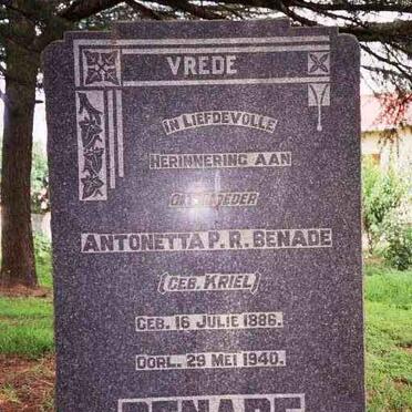 BENADE Antonetta P.R. nee KRIEL 1886-1940