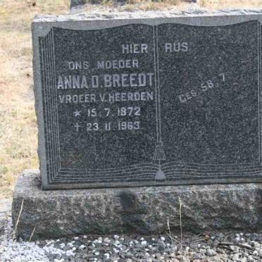 BREEDT Anna D. nee V. HEERDEN 1872-1963