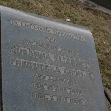 CRONJE Susanna Elizabeth Fredericka nee LOMBARD 1847-1939