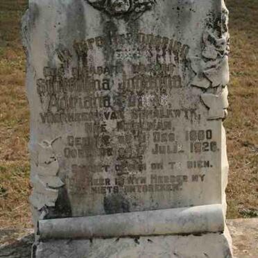 FOURIE Stoffelina Johanna Adriana previously VAN SCHALKWYK nee MOOLMAN 1860-1926