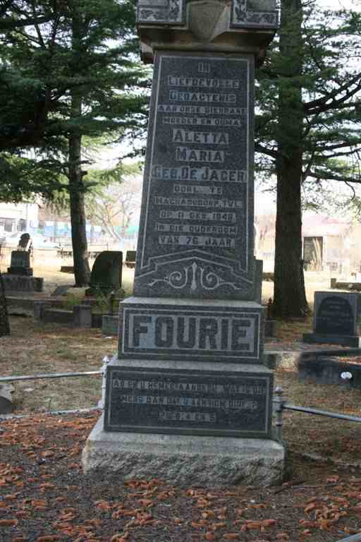 FOURIE Johannes Petrus -1930 &amp; Aletta Maria DE JAGER -1948