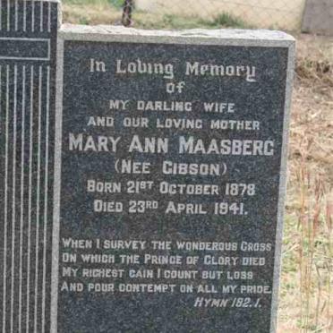 MAASBERG Mary Ann nee GIBSON 1878-1941