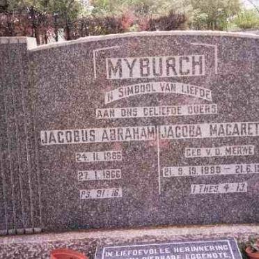 MYBURGH Jacobus Abraham 1886-1966 &amp; Jacoba Magaretha V.D. MERWE 1888-1966