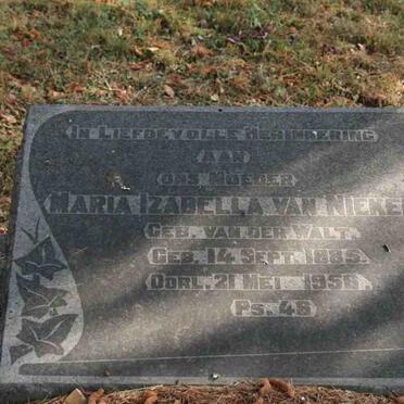 NIEKERK Maria Izabella, van nee VAN DER WALT 1885-1956
