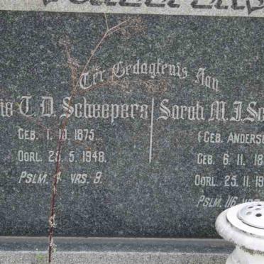 SCHEEPERS C.D. 1875-1948 &amp; Sarah M.J. ANDERSON 1892-1940