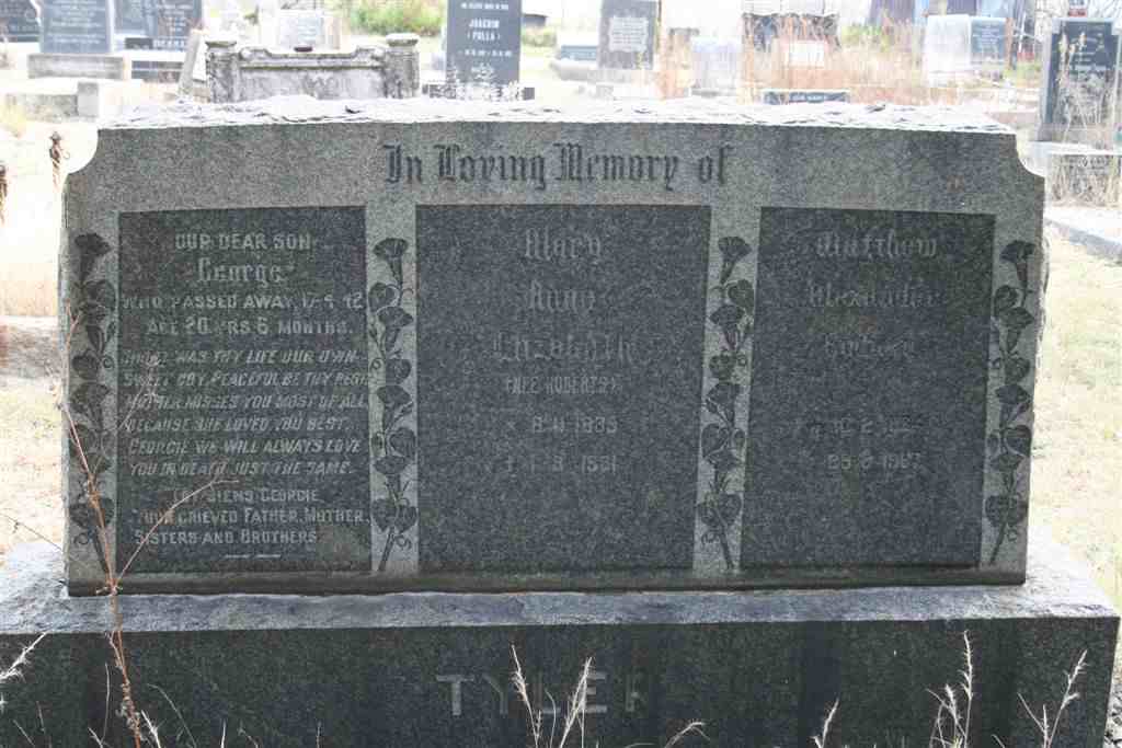 TYLER George -1942 :: TYLER Matthew Alexander Sydney 1884-1967 &amp; Mary Anne Elizabeth nee ROBERTS 1889-1981 