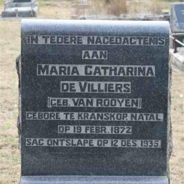 VILLIERS Maria Catharina, de nee VAN ROOYEN 1872-1935