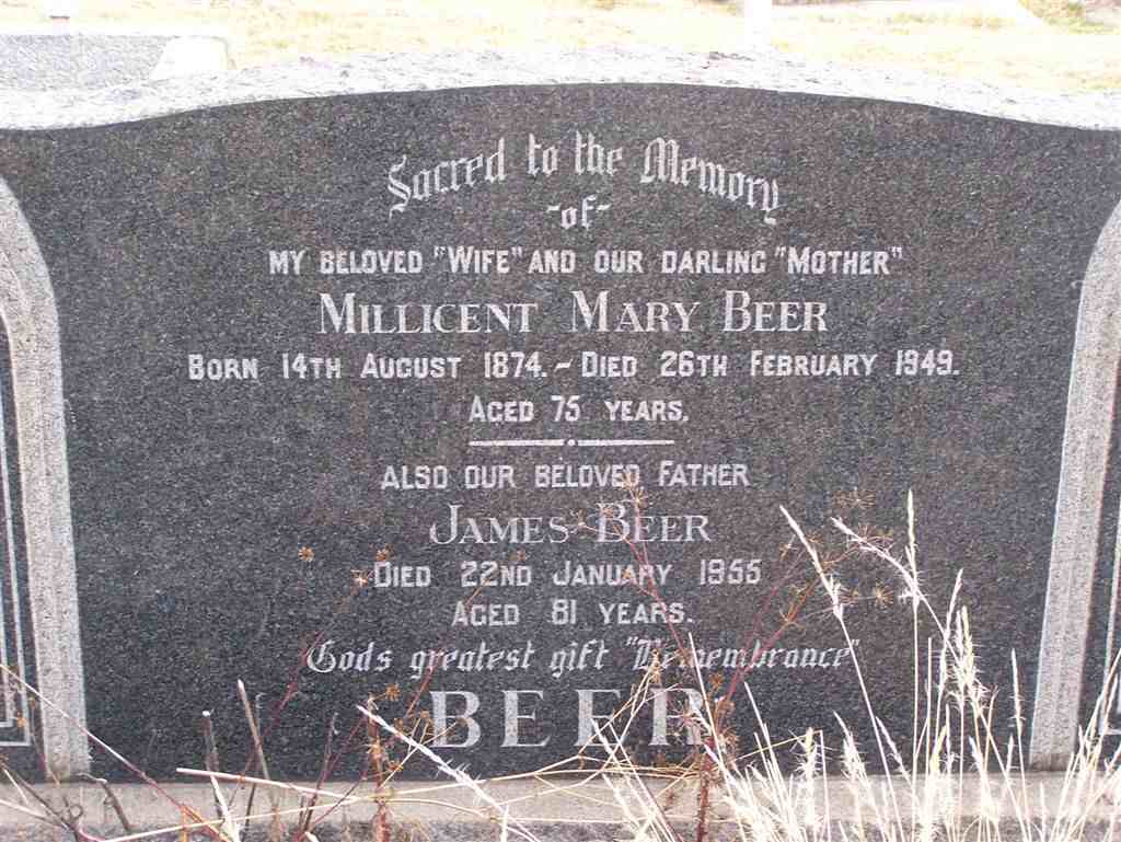 BEER James -1955 &amp; Millicent Mary 1874-1949