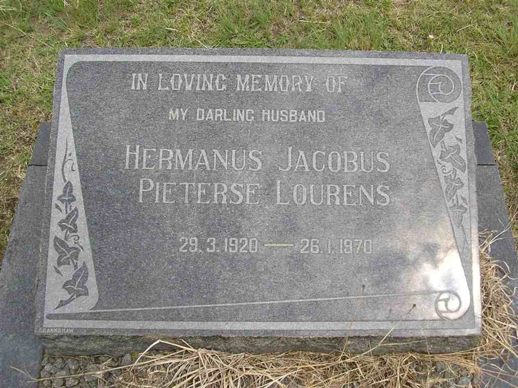 LOURENS Hermanus Jacobus Pieterse 1920-1970