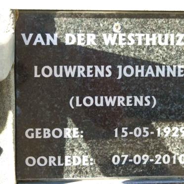 WESTHUIZEN Louwrens Johannes, van der 1929-2010