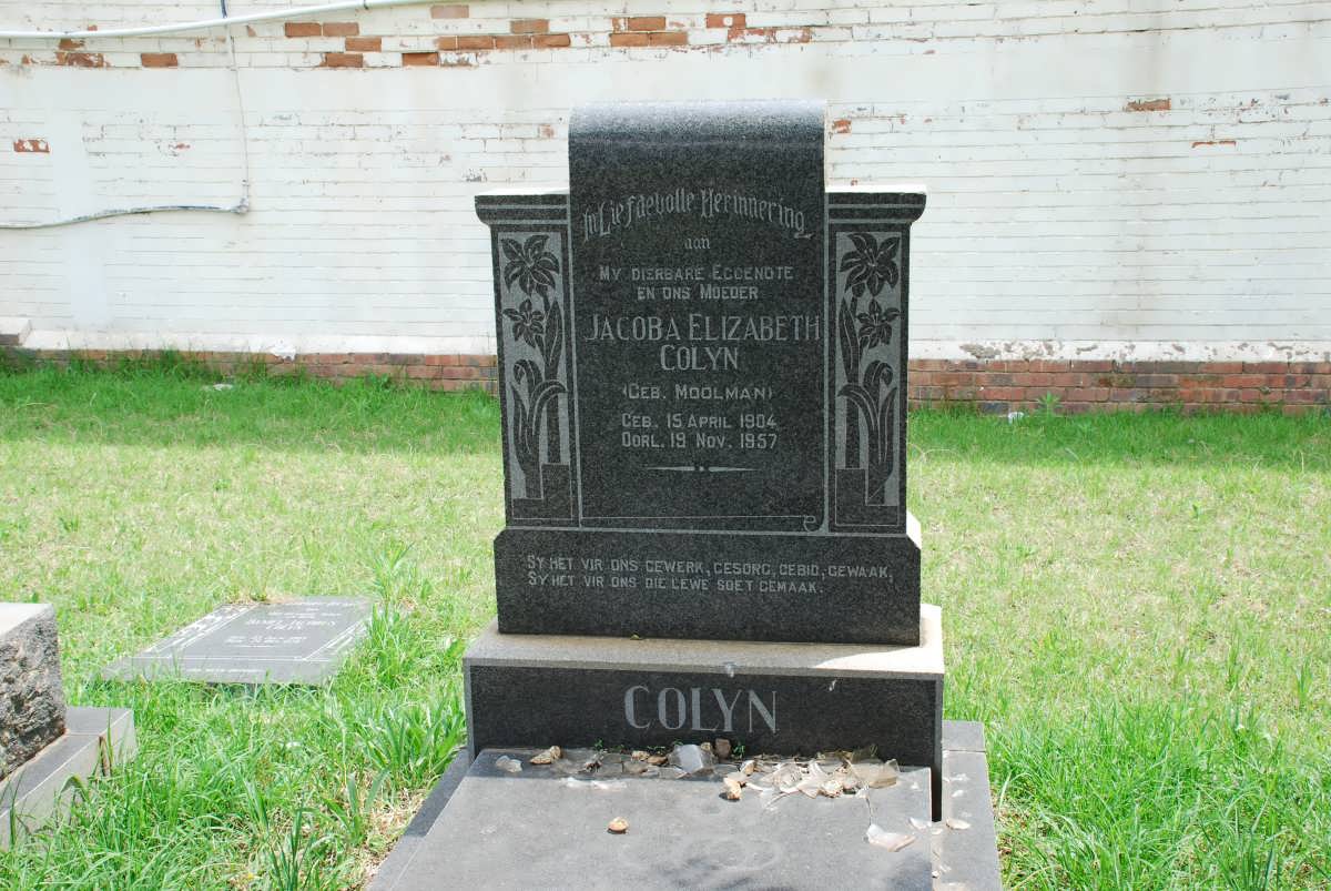 COLYN Jacoba Elizabeth nee MOOLMAN 1904-1957