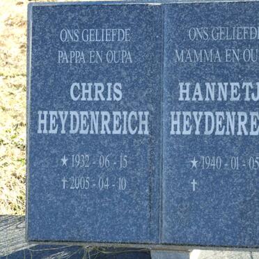 HEYDENREICH Chris 1932-2005 &amp; Hannetjie 1940-
