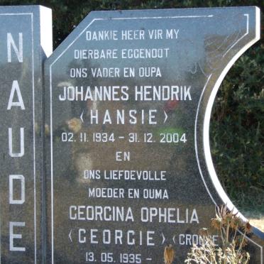 NAUDE Johannes Hendrik 1934-2004 &amp; Georgina Ophelia CRONJE 1935-