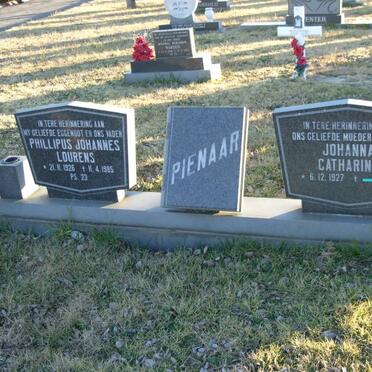 PIENAAR Phillipus Johannes Lourens 1926-1985 &amp; Johanna Catharina 1927-1996