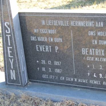 STEYN Evert P. 1897-1987 &amp; Beatrix S.M. KLEINHANS 1905-2000