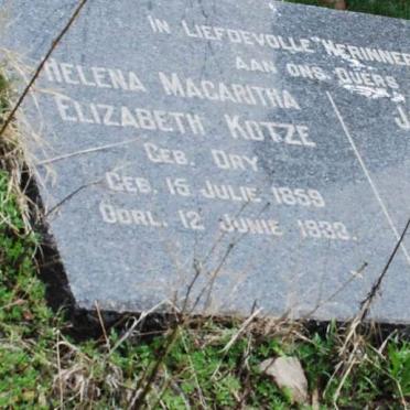 KOTZE Jan Nicolas 1859-1947 &amp; Helena Magaritha Elizabeth DRY 1859-1933