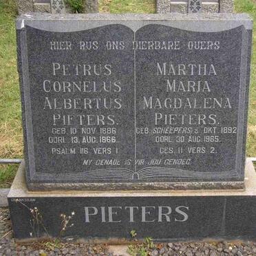 PIETERS Petrus Cornelius Albertus 1886-1966 &amp; Martha Maria Magdalena SCHEEPERS 1892-1965