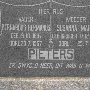 PIETERS Bernardus Hermanus 1887-1967 &amp; Susanna Maria KRUGER 1893-1967