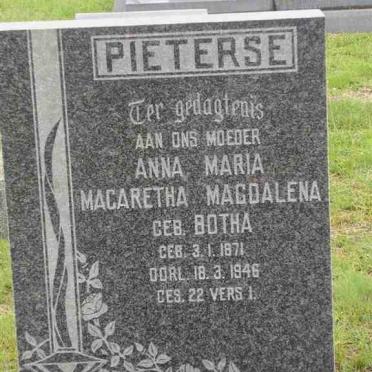 PIETERSE Anna Maria Magretha Magdalena neé BOTHA 1871-1946