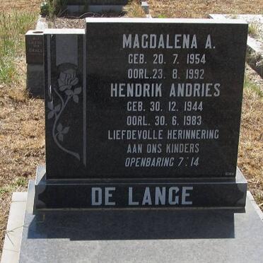 LANGE Hendrik Andries, de 1944-1983 &amp; Magdalena A. 1954-1992