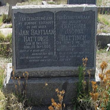HATTINGH Jan Bastiaan 187?-1950 &amp; Gertruida Jacoba HERN 1882-1962