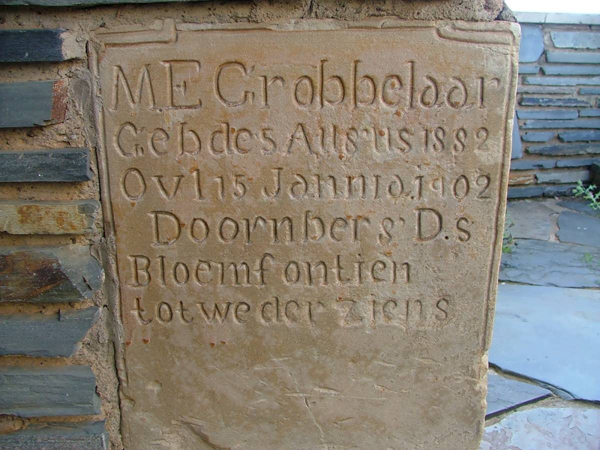 GROBBELAAR M.E. 1882-1902
