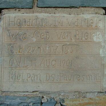 MERWE Hendrina M., v.d. nee VAN BLERK 1854-1901