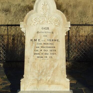 MERWE H.M.E., v.d. nee KRAUSE 1839-1901