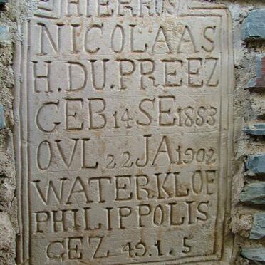 PREEZ Nicolaas H., du 1883-1902