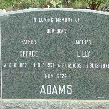 ADAMS George 1887-1971 &amp; Lilly 1895-1978