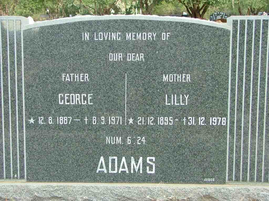 ADAMS George 1887-1971 &amp; Lilly 1895-1978