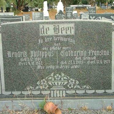 BEER Hendrik Philippus, de 1901-1972 &amp; Catharina Fransina GRIMSELL 1909-1971