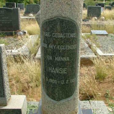 BOTHA Hansie 1900-1959 &amp; M.M.M. 1910-2002