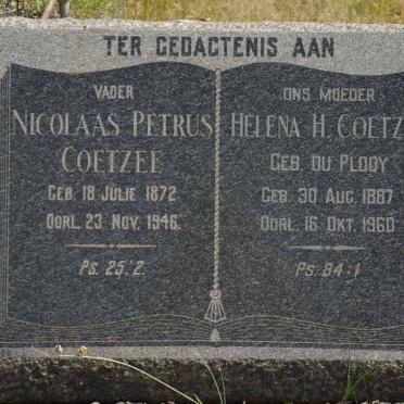 COETZEE Nicolaas Petrus 1872-1946 &amp; Helena H. DU PLOOY 1887-1960